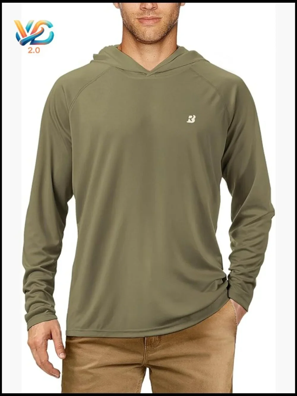 UPF 50+ Long Sleeve Sun Protection Fishing Hoodie Rash Guard for Men